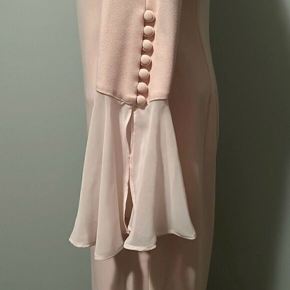 Calvin Klein Women's Pink Lined Bell Sleeve Chiffon Sheath Dress Size 4 NWOT - Picture 4 of 11